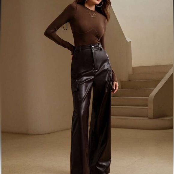 Elegant Brown Long Sleeve Top - Picture 3 of 5